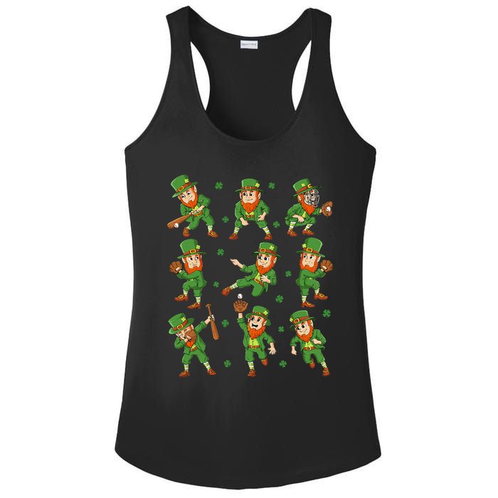 St Patricks Day Leprechaun Baseball Player Ladies PosiCharge Competitor Racerback Tank