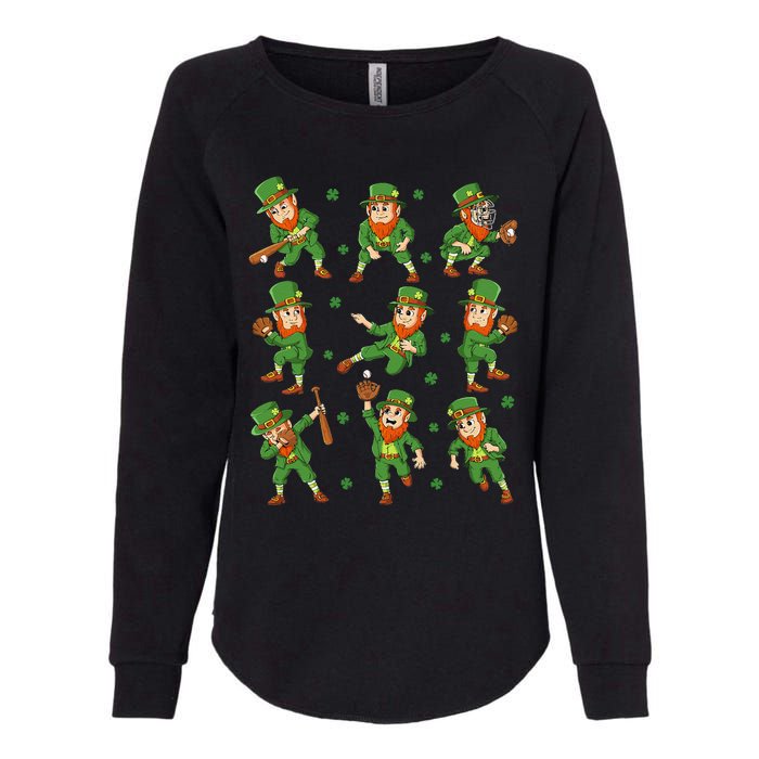 St Patricks Day Leprechaun Baseball Player Womens California Wash Sweatshirt