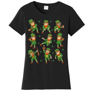 St Patricks Day Leprechaun Baseball Player Women's T-Shirt