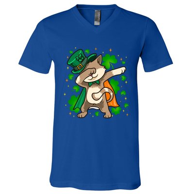 St Patricks Day Catricks Cat Shenanigans Gift V-Neck T-Shirt