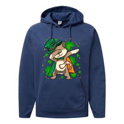 St Patricks Day Catricks Cat Shenanigans Gift Performance Fleece Hoodie