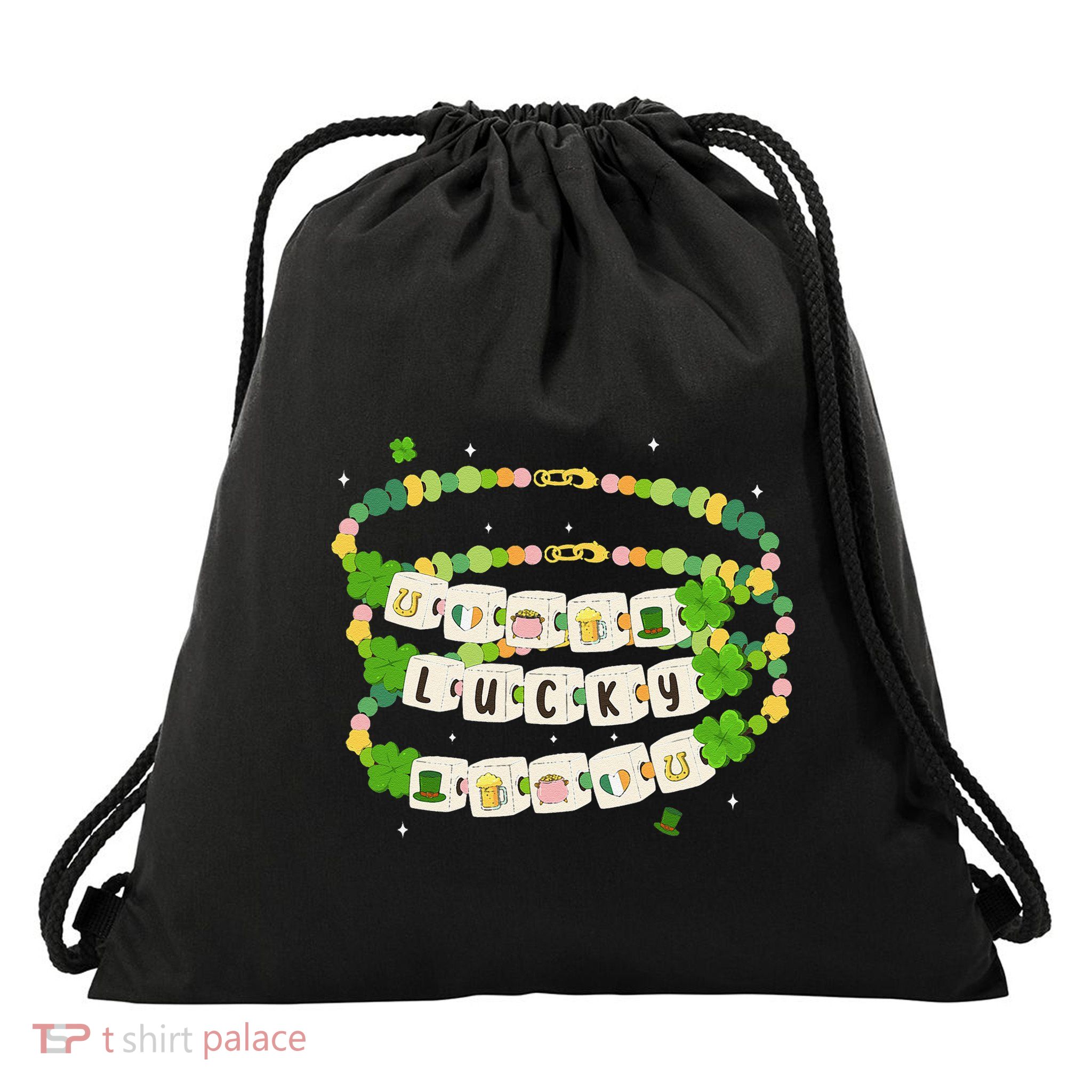 St Patricks Day Lucky Cute Friendship Bracelet Drawstring Bag