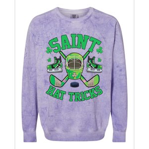 St Patrick's Day Hockey Saint Hatricks Shamrock S Colorblast Crewneck Sweatshirt