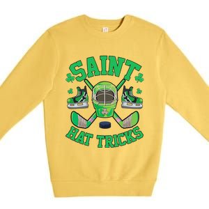 St Patrick's Day Hockey Saint Hatricks Shamrock S Premium Crewneck Sweatshirt