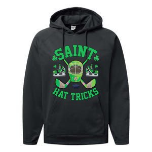 St Patrick's Day Hockey Saint Hatricks Shamrock S Performance Fleece Hoodie