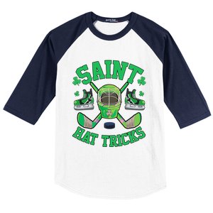 St Patrick's Day Hockey Saint Hatricks Shamrock S Baseball Sleeve Shirt