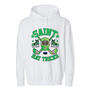 St Patrick's Day Hockey Saint Hatricks Shamrock S Garment-Dyed Fleece Hoodie