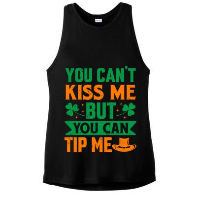 St Patrick's Day Lucky Shamrock Waitress Bartender Waiter Ladies PosiCharge Tri-Blend Wicking Tank