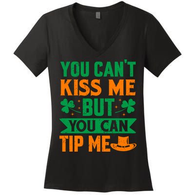 St Patrick's Day Lucky Shamrock Waitress Bartender Waiter Women's V-Neck T-Shirt