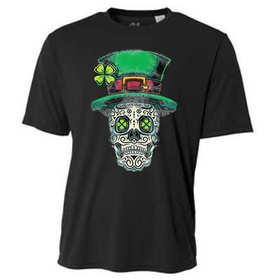 St Patricks Day Mexican Skull Leprechaun Cinco De Mayo Cooling Performance Crew T-Shirt