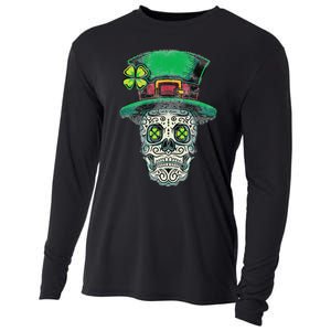 St Patricks Day Mexican Skull Leprechaun Cinco De Mayo Cooling Performance Long Sleeve Crew