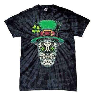 St Patricks Day Mexican Skull Leprechaun Cinco De Mayo Tie-Dye T-Shirt