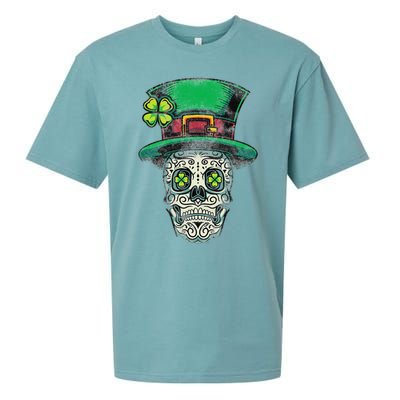 St Patricks Day Mexican Skull Leprechaun Cinco De Mayo Sueded Cloud Jersey T-Shirt