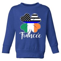 St Patrick's Day Us Flag Irish Police Fiancee Cool Gift Toddler Sweatshirt