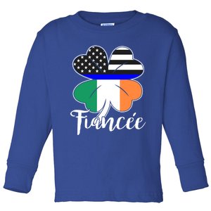 St Patrick's Day Us Flag Irish Police Fiancee Cool Gift Toddler Long Sleeve Shirt