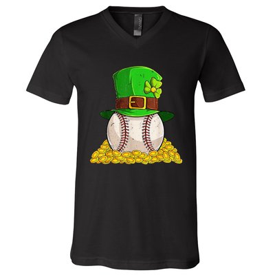 St Patricks Day Baseball Sharmcok Irish V-Neck T-Shirt