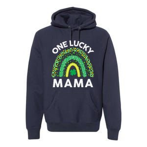 St Patricks Day Gift Women Gift Mommy Leopard One Lucky Mama Premium Hoodie