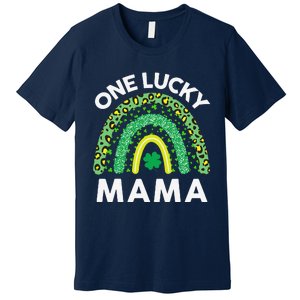 St Patricks Day Gift Women Gift Mommy Leopard One Lucky Mama Premium T-Shirt