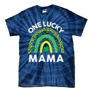 St Patricks Day Gift Women Gift Mommy Leopard One Lucky Mama Tie-Dye T-Shirt