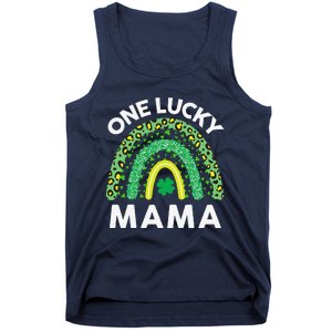 St Patricks Day Gift Women Gift Mommy Leopard One Lucky Mama Tank Top