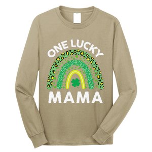 St Patricks Day Gift Women Gift Mommy Leopard One Lucky Mama Long Sleeve Shirt