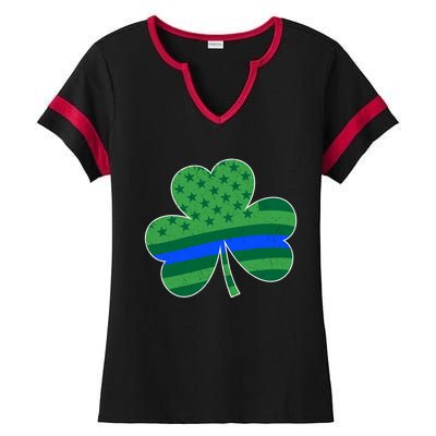 St Patricks Day Shamrock Irish American Police Officer Cop Cute Gift Ladies Halftime Notch Neck Tee