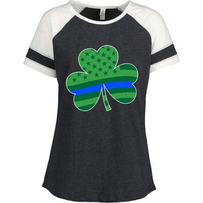 St Patricks Day Shamrock Irish American Police Officer Cop Cute Gift Enza Ladies Jersey Colorblock Tee