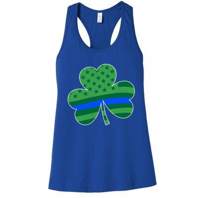 St Patricks Day Shamrock Irish American Police Officer Cop Cute Gift Women's Racerback Tank