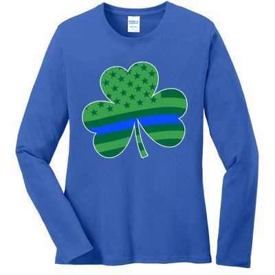 St Patricks Day Shamrock Irish American Police Officer Cop Cute Gift Ladies Long Sleeve Shirt