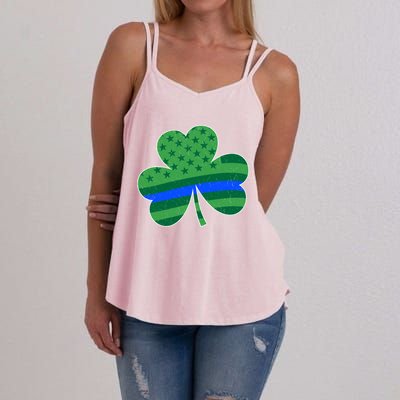 St Patricks Day Shamrock Irish American Police Officer Cop Cute Gift Women's Strappy Tank