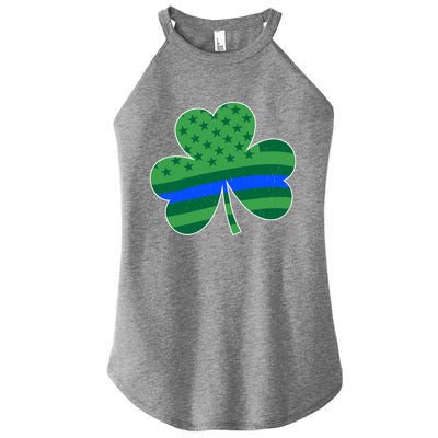 St Patricks Day Shamrock Irish American Police Officer Cop Cute Gift Women's Perfect Tri Rocker Tank