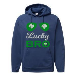 St Patricks Day Lucky Bro Gift Performance Fleece Hoodie