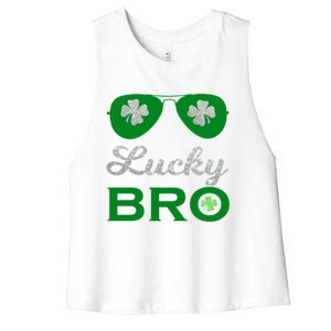 St Patricks Day Lucky Bro Gift Women's Racerback Cropped Tank