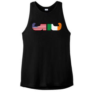 St Patrick's Day Show Your Dual Pride Irish American flags Ladies PosiCharge Tri-Blend Wicking Tank