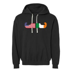 St Patrick's Day Show Your Dual Pride Irish American flags Garment-Dyed Fleece Hoodie