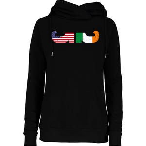 St Patrick's Day Show Your Dual Pride Irish American flags Womens Funnel Neck Pullover Hood