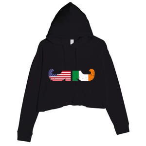 St Patrick's Day Show Your Dual Pride Irish American flags Crop Fleece Hoodie