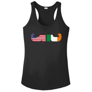 St Patrick's Day Show Your Dual Pride Irish American flags Ladies PosiCharge Competitor Racerback Tank