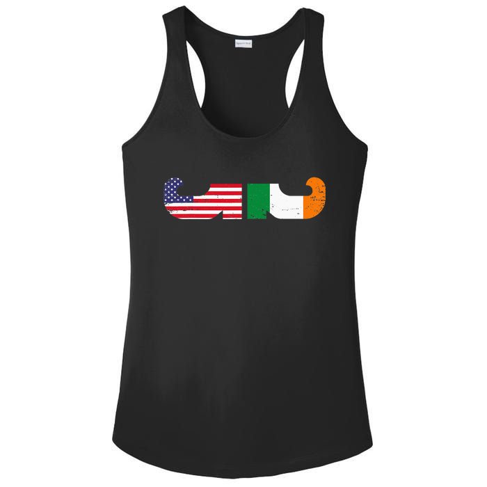 St Patrick's Day Show Your Dual Pride Irish American flags Ladies PosiCharge Competitor Racerback Tank