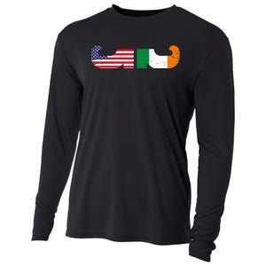 St Patrick's Day Show Your Dual Pride Irish American flags Cooling Performance Long Sleeve Crew