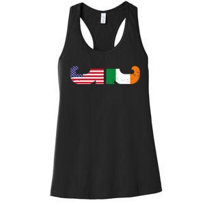 St Patrick's Day Show Your Dual Pride Irish American flags Women's Racerback Tank