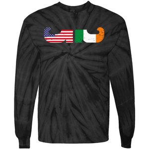 St Patrick's Day Show Your Dual Pride Irish American flags Tie-Dye Long Sleeve Shirt