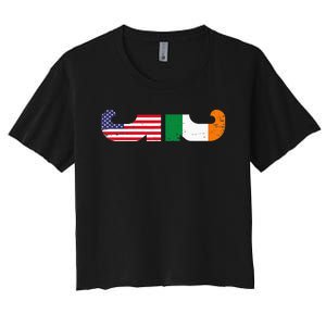 St Patrick's Day Show Your Dual Pride Irish American flags Women's Crop Top Tee