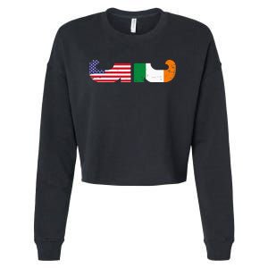 St Patrick's Day Show Your Dual Pride Irish American flags Cropped Pullover Crew