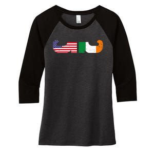 St Patrick's Day Show Your Dual Pride Irish American flags Women's Tri-Blend 3/4-Sleeve Raglan Shirt