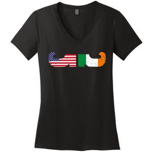 St Patrick's Day Show Your Dual Pride Irish American flags Women's V-Neck T-Shirt