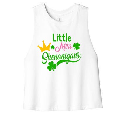 St Patricks Day Little Miss Shenanigans Irish Shamrock Meaningful Gift Women's Racerback Cropped Tank