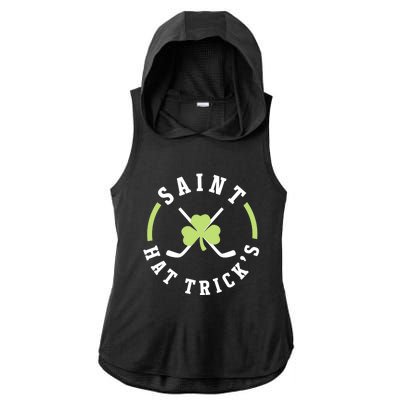 St. Patricks Day Hockey Shirt Saint Hat Trick's Day Ladies PosiCharge Tri-Blend Wicking Draft Hoodie Tank