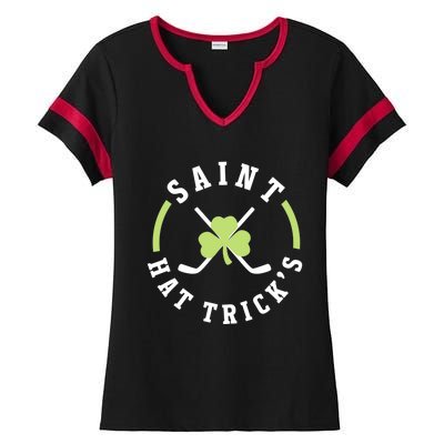 St. Patricks Day Hockey Shirt Saint Hat Trick's Day Ladies Halftime Notch Neck Tee