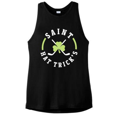 St. Patricks Day Hockey Shirt Saint Hat Trick's Day Ladies PosiCharge Tri-Blend Wicking Tank